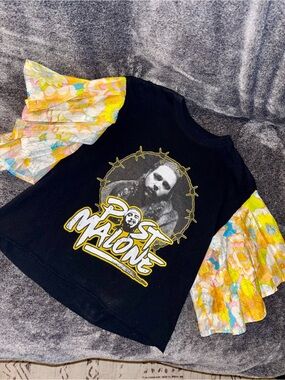 Upcycled Post Malone cropped women’s shirt